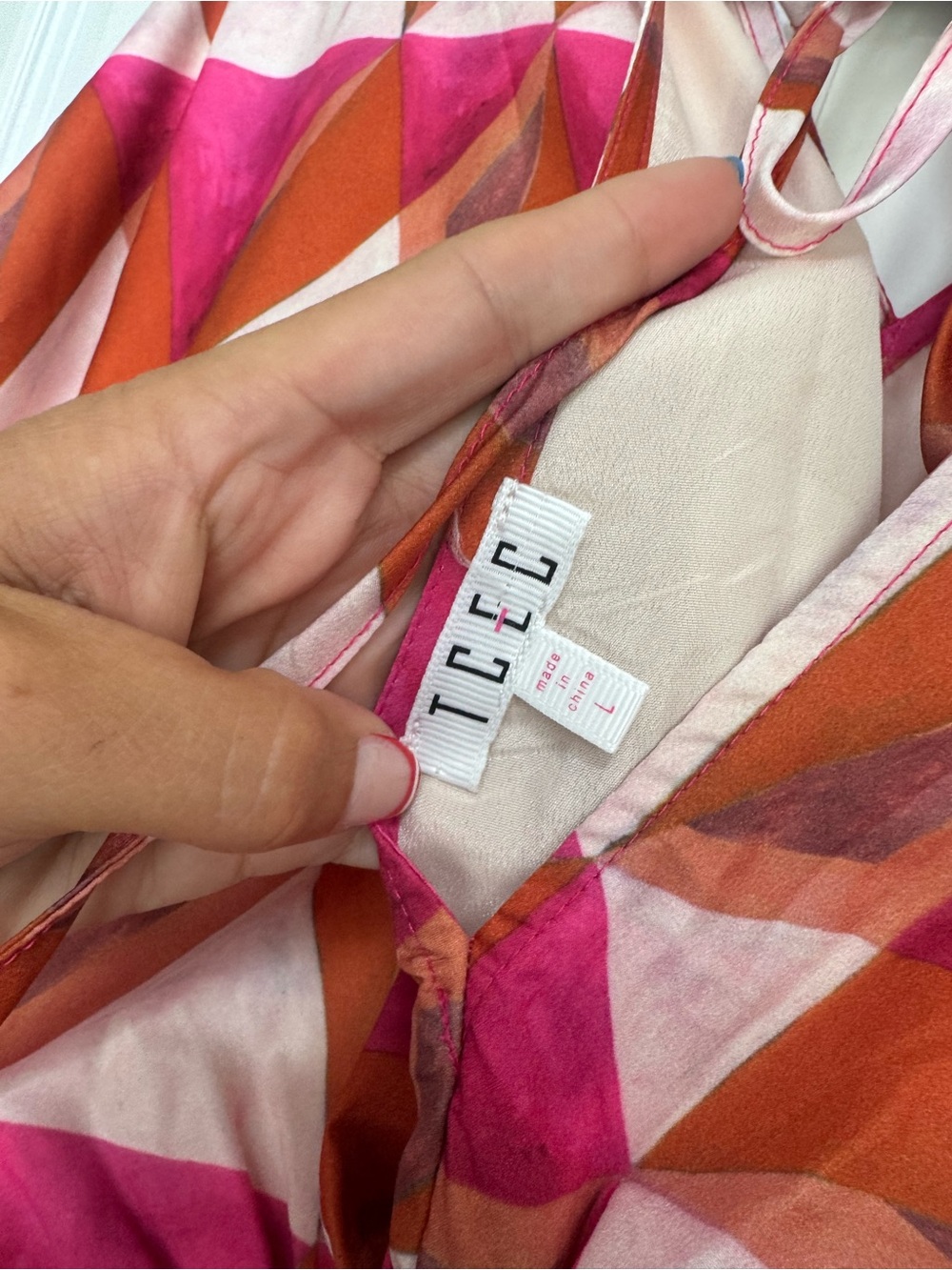 TCEC Pink and Orange Geometric Maxi Dress - Picture 4 of 4
